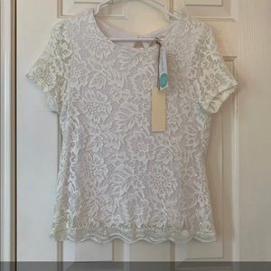 NWT Moon & Sky Melbourne lace off white top  small